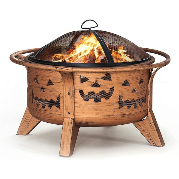 Sunjoy Ambercove 30 In. Outdoor Steel Jack-O-Lantern Motif Round