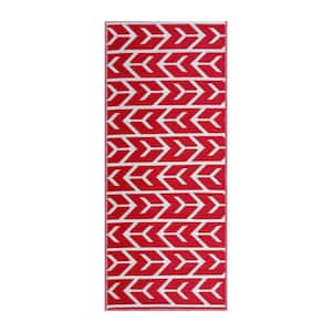 Amsterdam Red White 2 ft. 3 in. x 6 ft. Reversible Recycled Plastic Indoor/Outdoor Area Rug