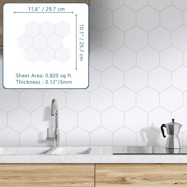 Smart Tiles Contemporary White Hexagon Peel and Stick Tile