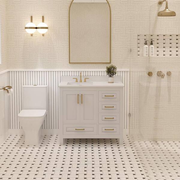 AYNA DECORS Rooh 36 in. Single Sink Freestanding White Bath Vanity