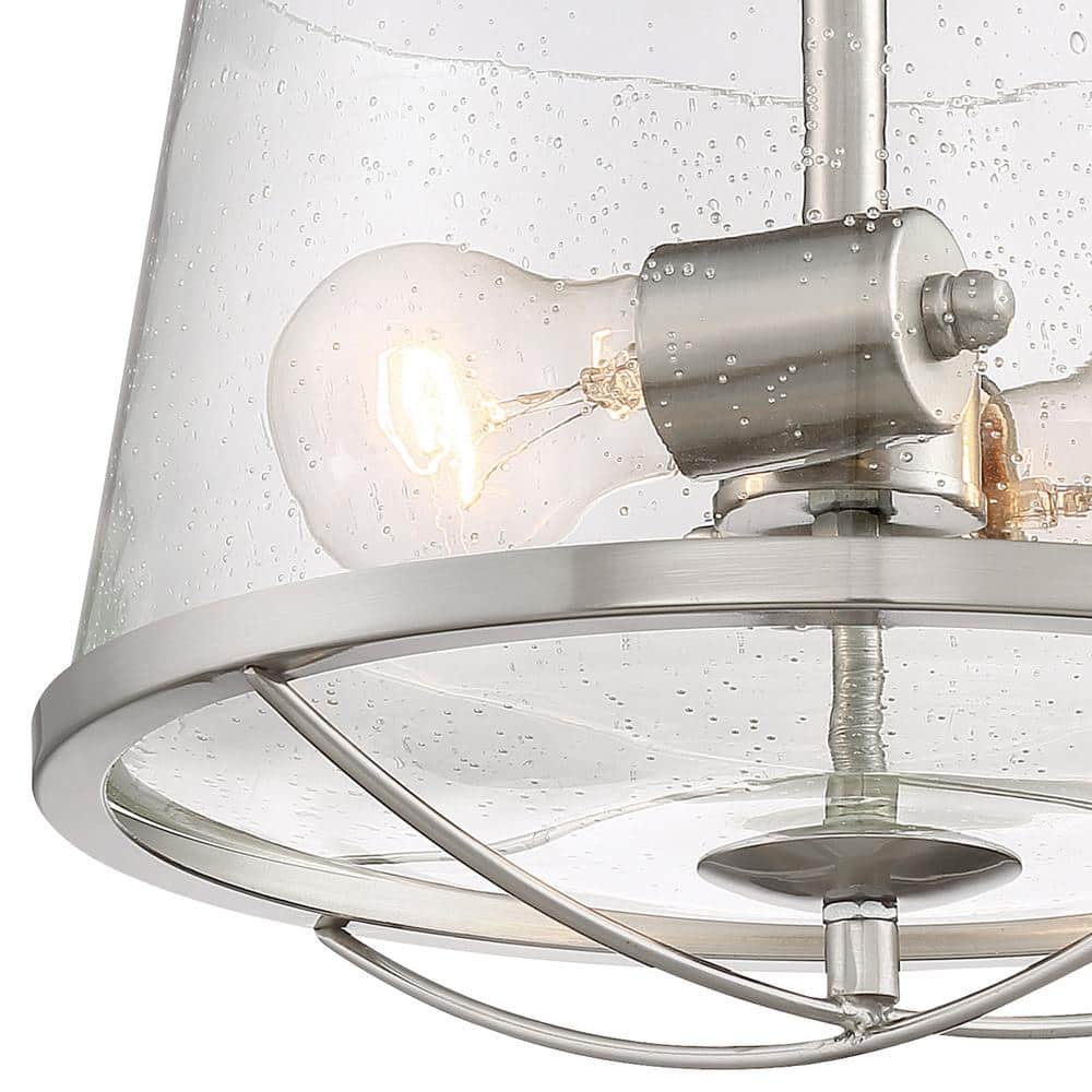 Darby Satin Platinum Glass Semi-Flush Mount Ceiling Light