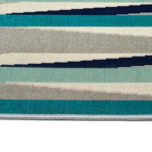 Legata Collection Blue 2' x 3' Rectangle Residential Indoor-Outdoor Throw Rug