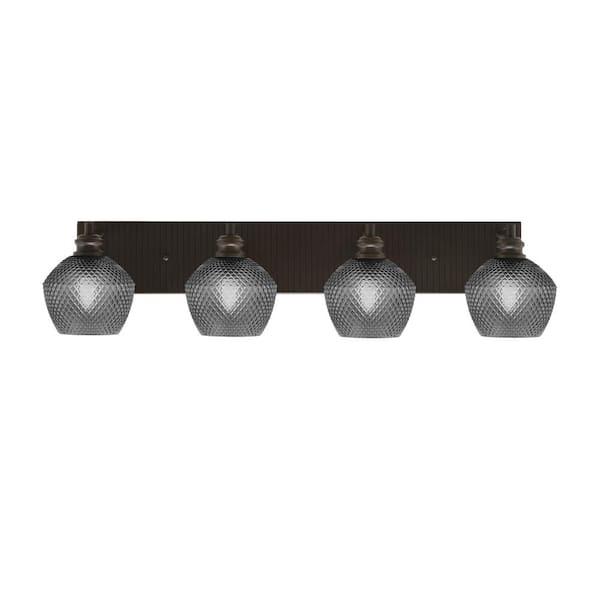 Unbranded Albany 33.5 in. 4 Light Espresso Vanity Light with Smoke Textured Glass Shades