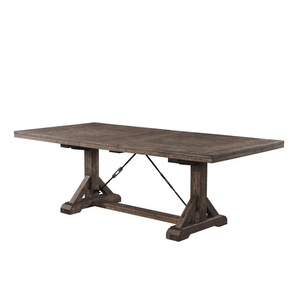 Flynn Rustic Chic Walnut Dining Set with Trestle Table & 4 Chairs