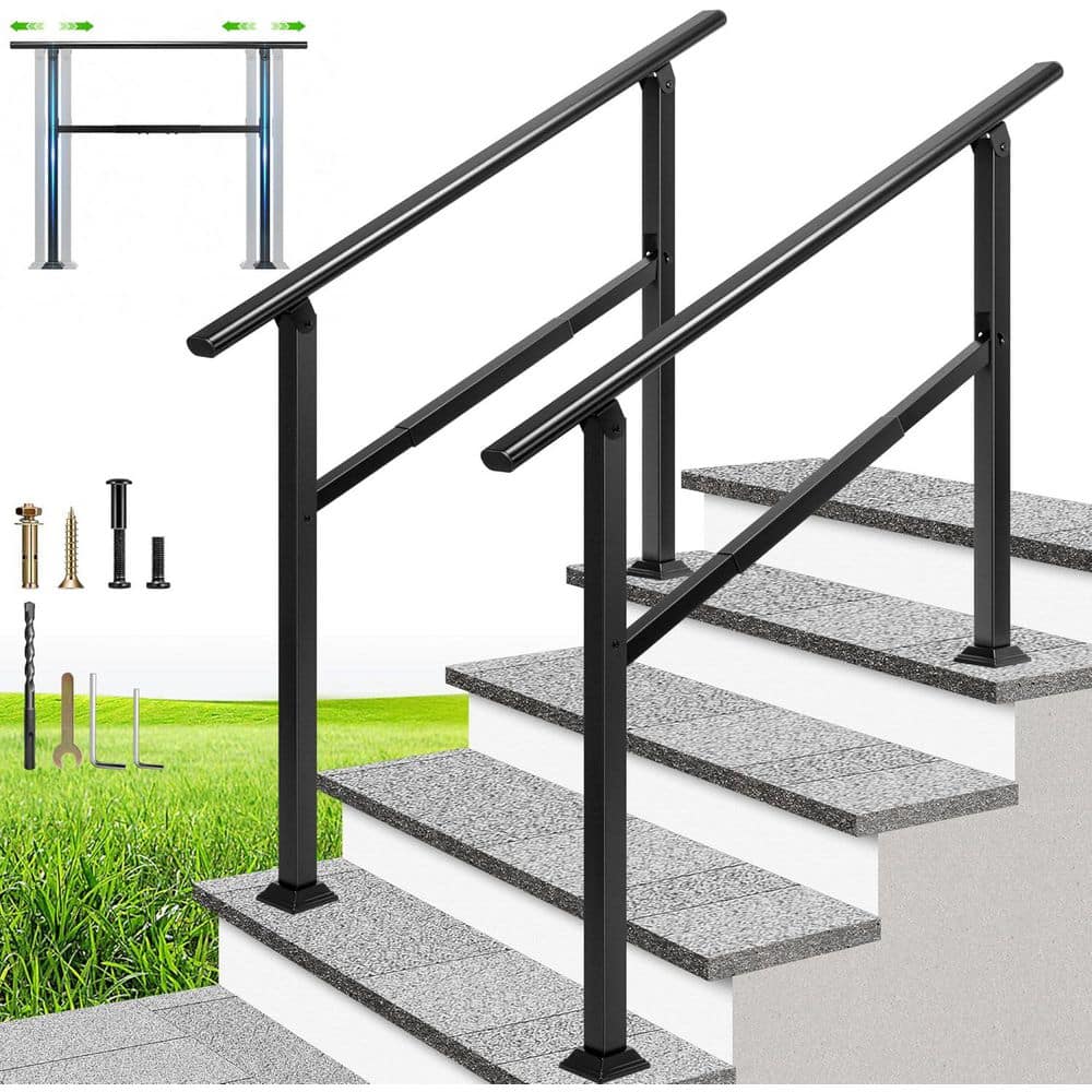 36.4 in. x 46.9 in. Black Oval Steel Adjustable Outdoor Handrail Fitting for 4 Steps (2-Pack) price history on PriceWatchPro