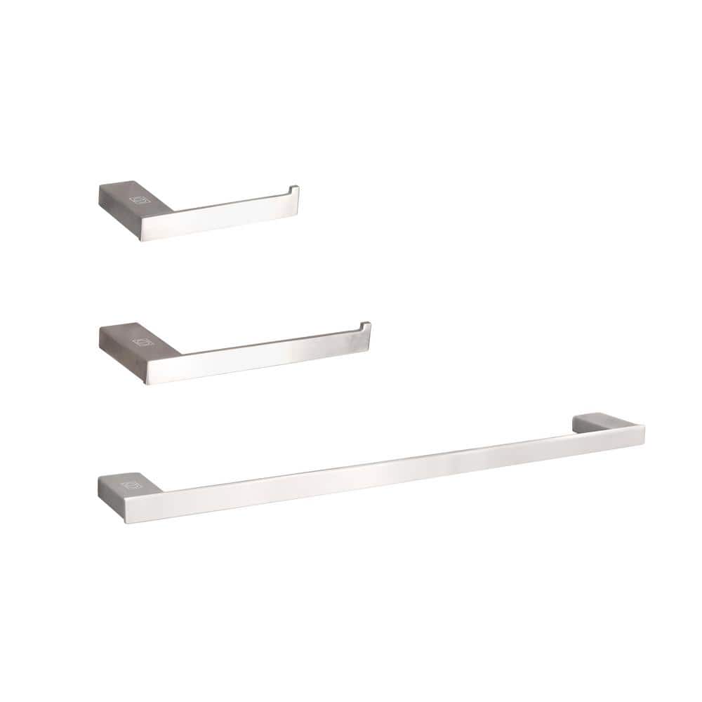 Timeless Home 3-Piece Bath Hardware Set with Toilet Paper Holder and Towel 