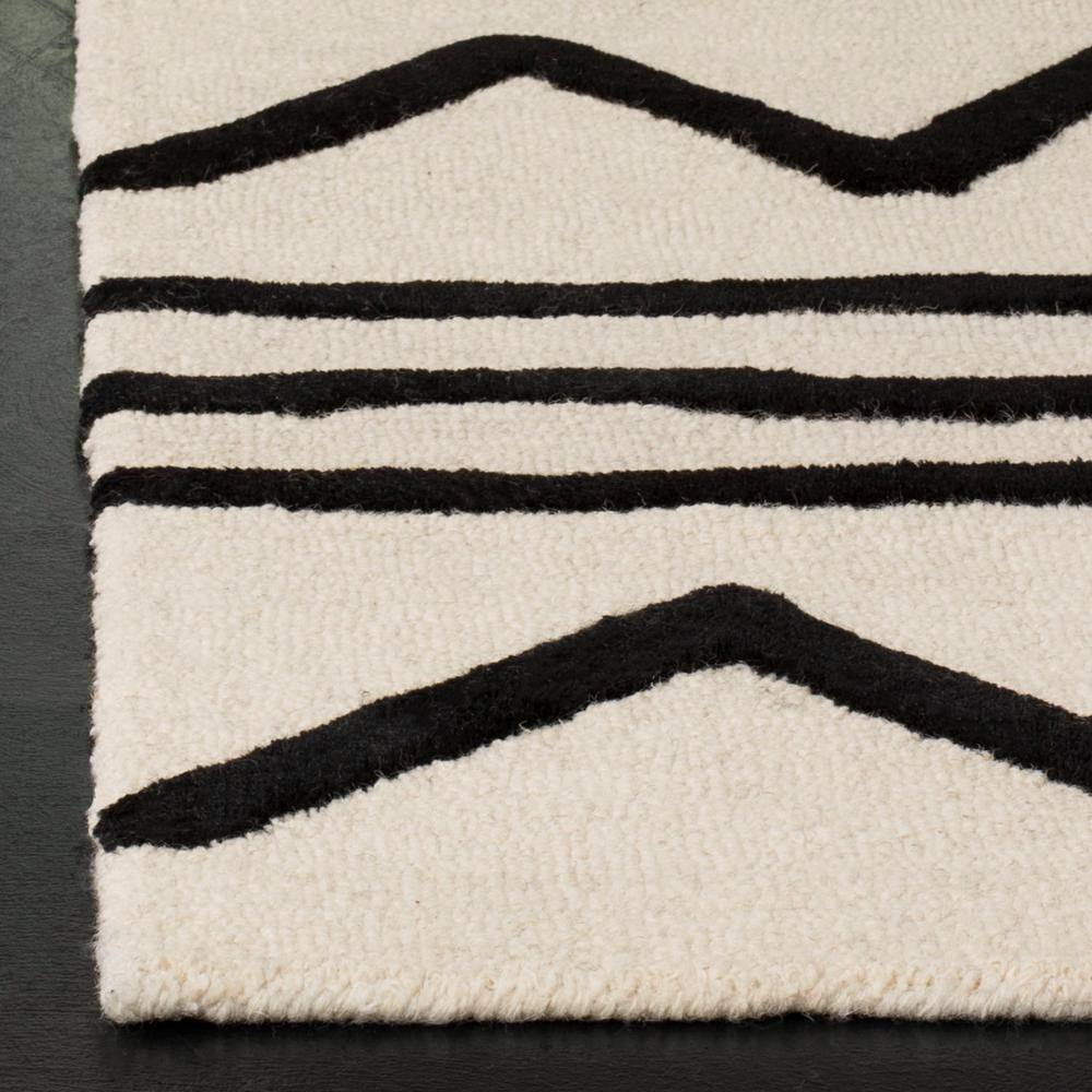 Ivory and Black Geometric Wool Kids Area Rug, 6' x 9'