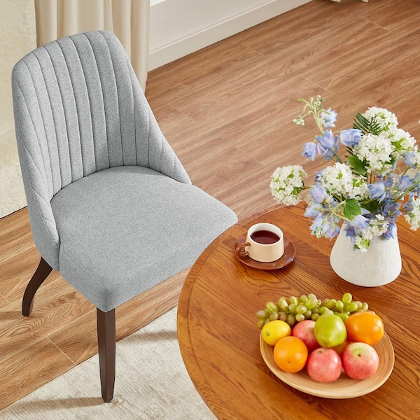 Susalt Gray Upholstered Parsons Dining Chairs Set of 2, Fabric