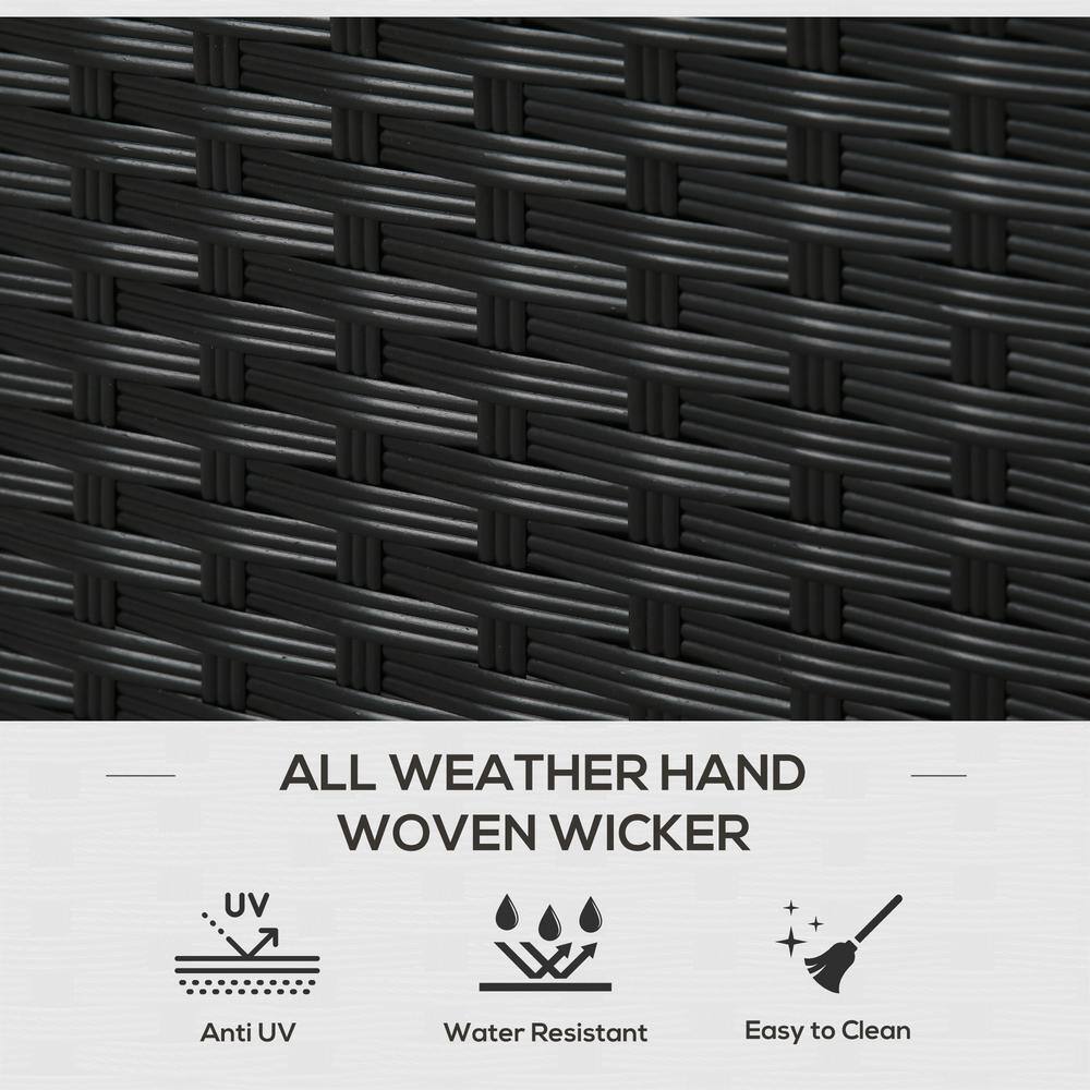 Black PE Wicker Outdoor Deck Box with Shelf