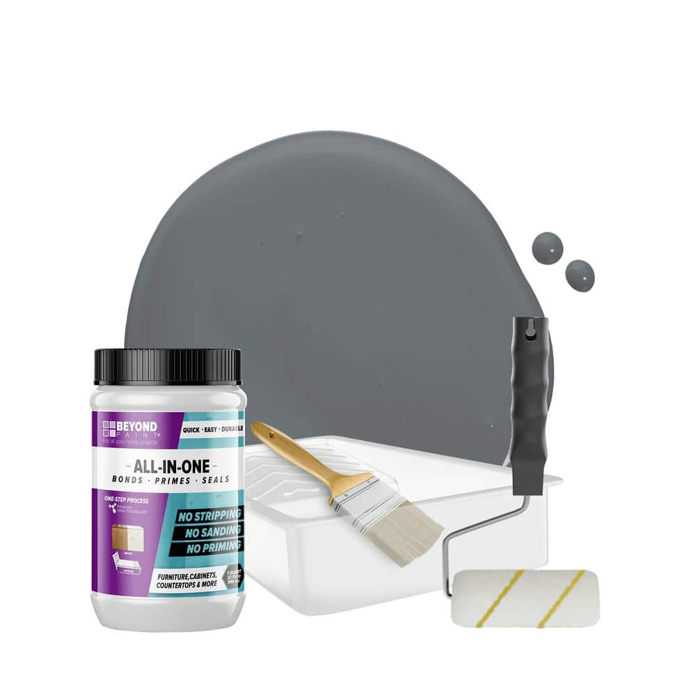 BEYOND PAINT 1 qt. Pewter Furniture Cabinets Countertops and More Multi-Surface All-in-One Interior/Exterior Refinishing Kit