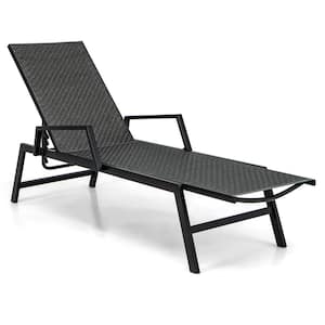Wicker Outdoor Chaise Lounge Chair Patio with Metal Frame and Adjustable Backrest