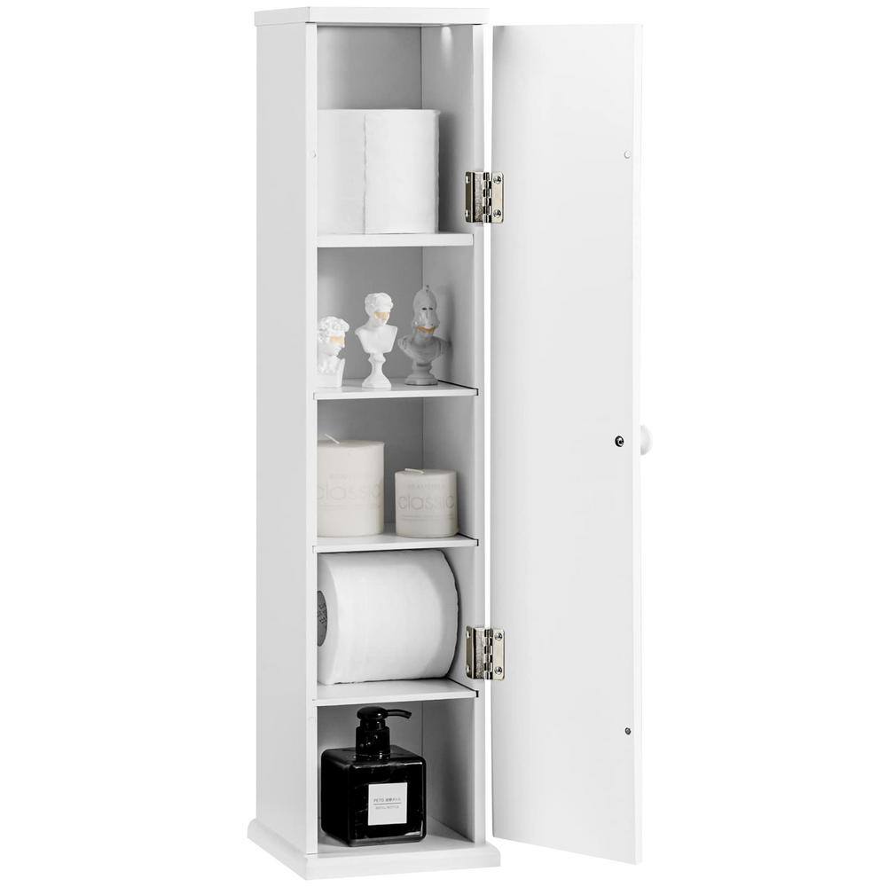 White Slim MDF Bathroom Storage Cabinet with Shelves