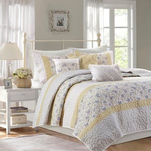 Vanessa 6-Piece Yellow Cotton Percale Full/Queen Quilt Set