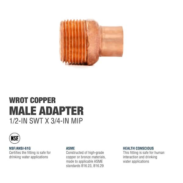 Everbilt 1/2 in. Copper Pressure Cup X MPT Adapter Fitting Pro