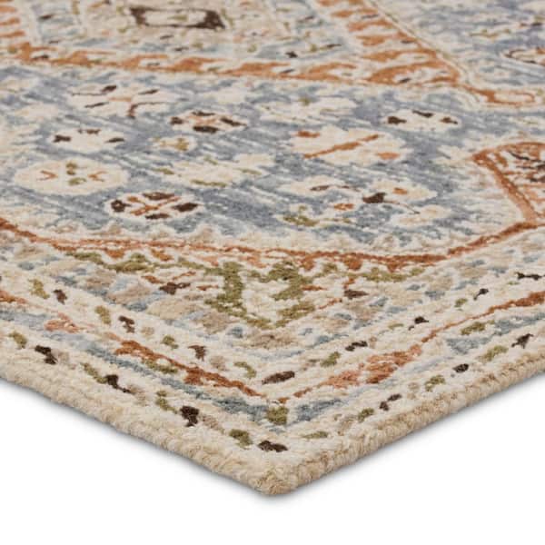 Vibe Zascha Blue/Brown 8 ft. x 10 ft. Hand Tufted Medallion Wool Area Rug