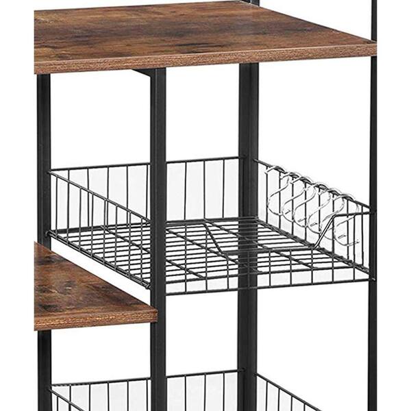 6 Shelf Wood Panel Bakers Rack, Wooden Retail Display