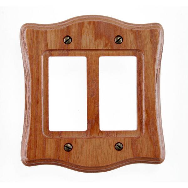 AMERELLE Austin 2 Gang Rocker Wood Wall Plate - Tavern Oak