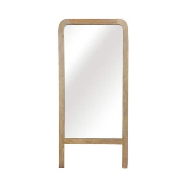 Brown 28 in. W x 60 in. H Rectangle Wood Leaner Footed Floor Mirror