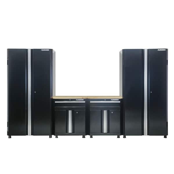 129.4 in. W x 72 in. H x 18.3 in. D Ready-to-Assemble 24-Gauge Steel 4-Piece Garage Storage System in Black