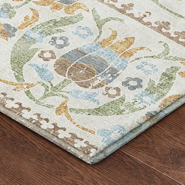 Mayfield Premium Machine Washable Abstract AMF2480 Ivory 8 ft. x 10 ft. Area Rug