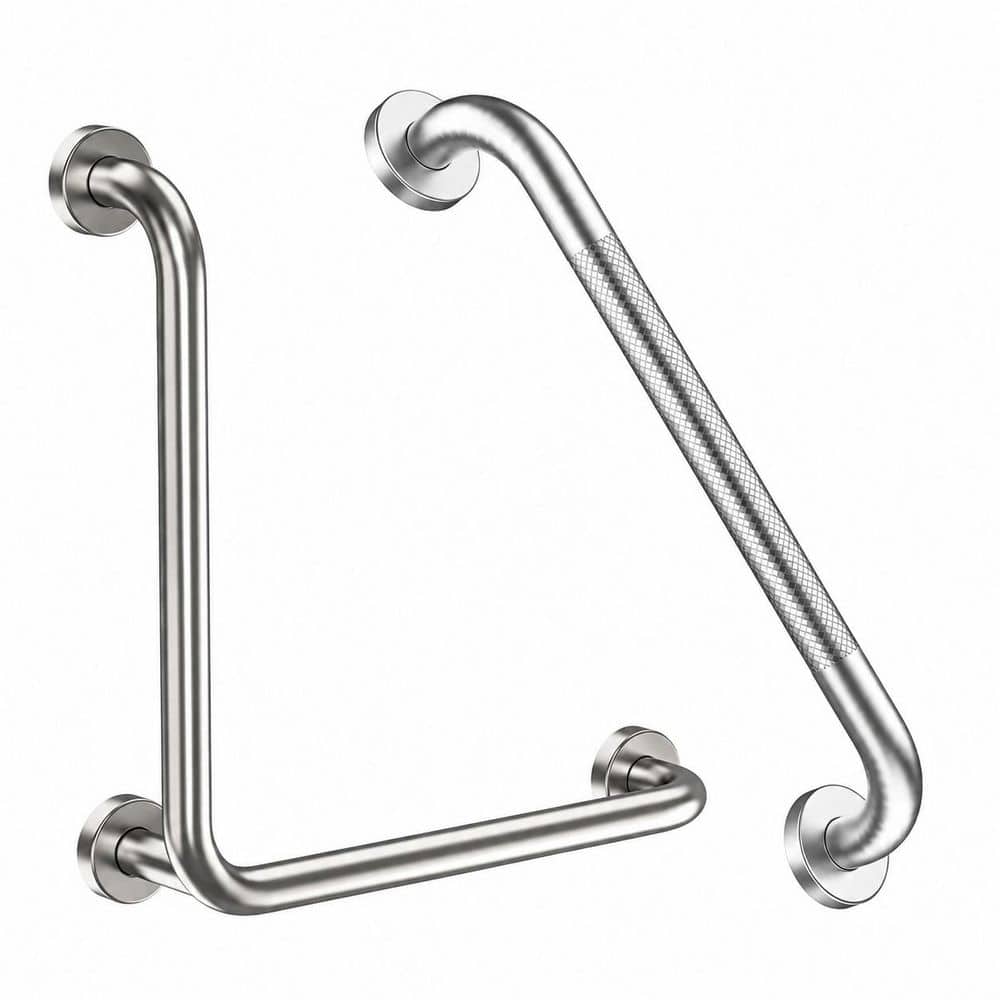 16 in. Brushed Nickel L-Shaped Stainless Steel Angled Grab Bar, Wall Mounted Bathroom Safety Handrail price history on PriceWatchPro