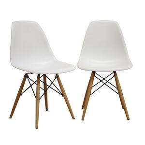 Azzo White Plastic Dining Chairs (Set of 2)