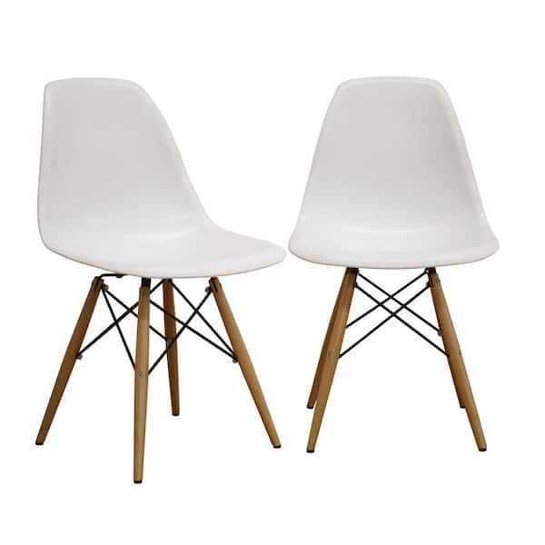 Baxton Studio Azzo White Plastic Dining Chairs (Set of 2)