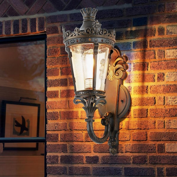 1-Light Vintage Black Outdoor Sconces Wall Mount Lantern, Weatherproof Exterior Sconce Light with Clear Glass Shade