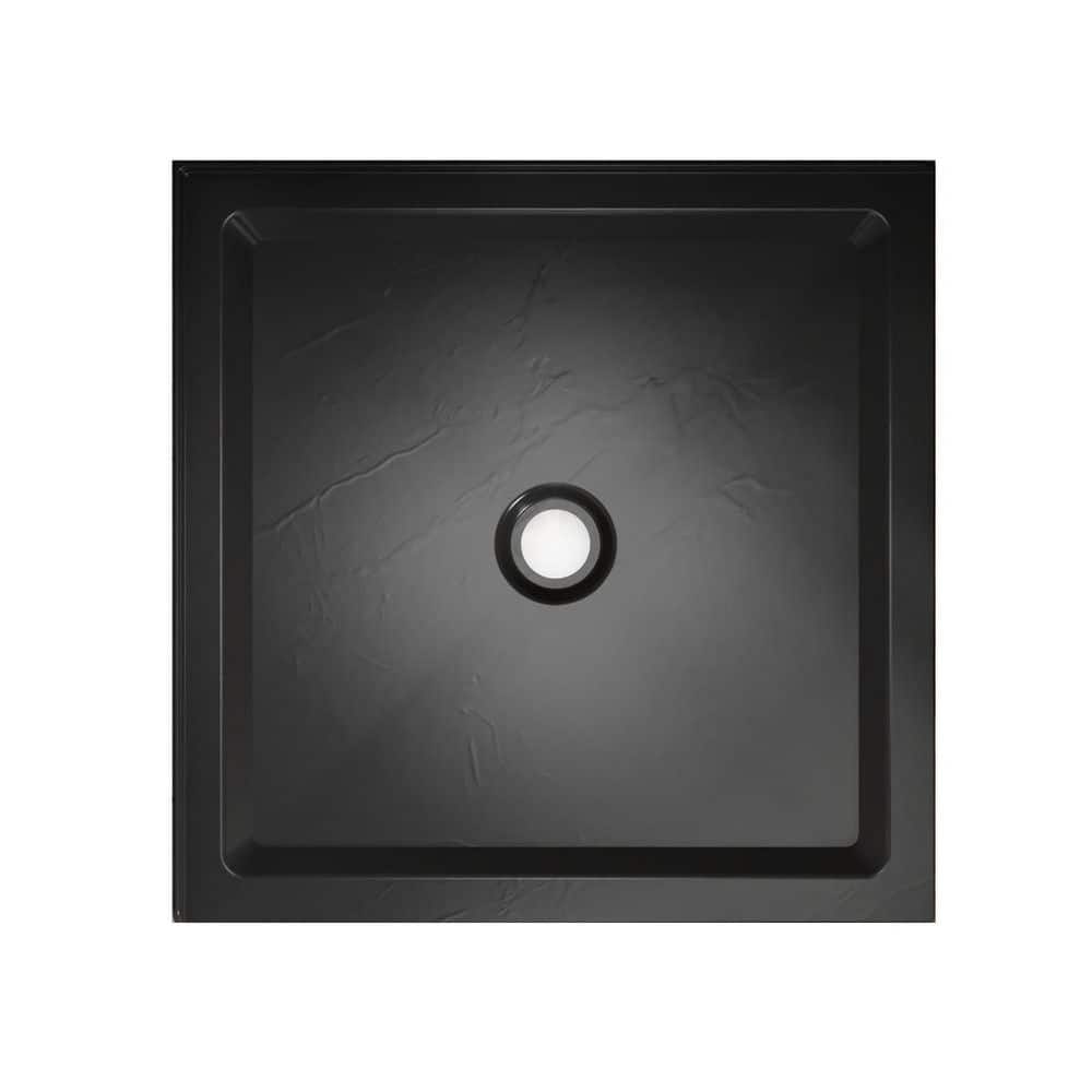 36 in. L x 36 in. W Corner Double Threshold Shower Pan Base with Center Drain in Slate Black, Anti-Slip Acrylic price history on PriceWatchPro