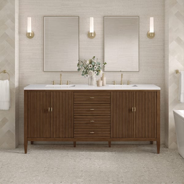 Myrrin 71.88 in. W x 23.5 in. D x 32.88 in. H Single Bath Vanity Cabinet Without Top in Mid-Century Walnut