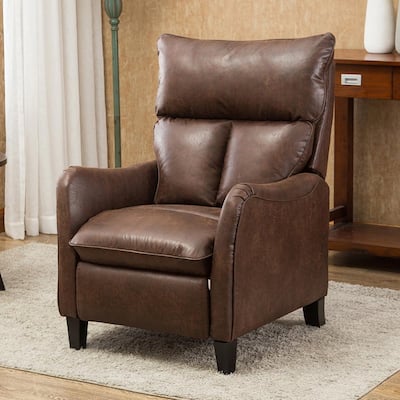 Brown Recliner Chair Modern Reclining Sofa with Roll Arm Pushback Manual Recliner Heavy Duty