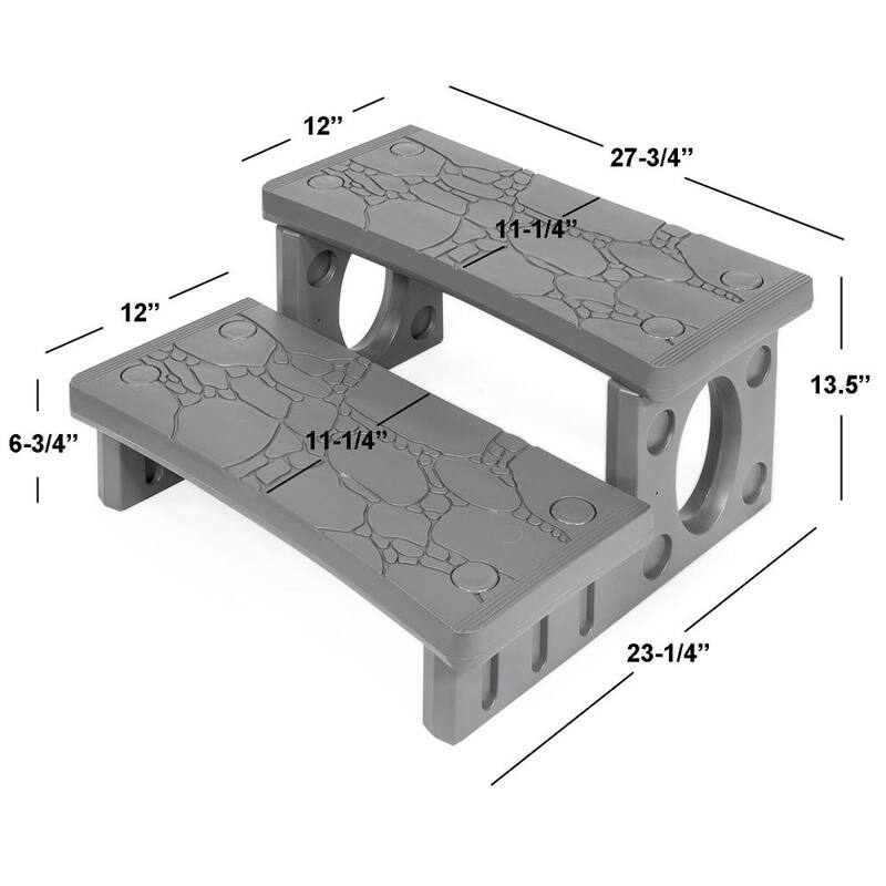 2-Step Spa Hot Tub and Pool Step Deck in Grey