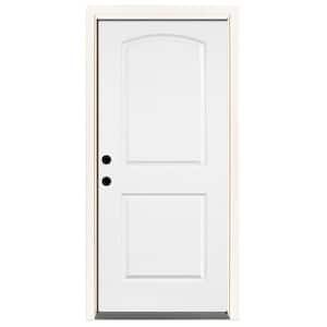 36 in. x 80 in. Element Series 2-Panel Roundtop Right-Hand Inswing Wt Prime Steel Prehung Front Door w/ 6-9/16 in. Frame