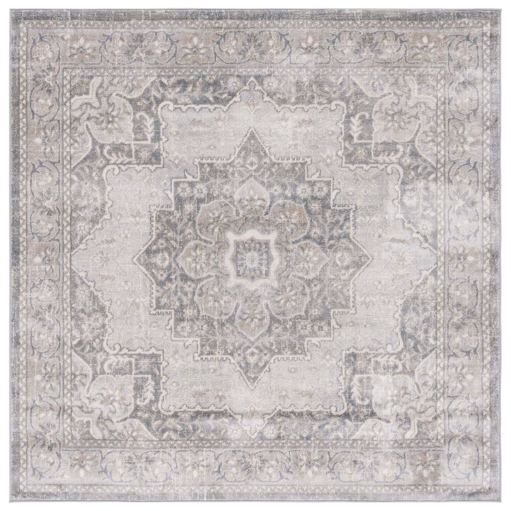 Brentwood 7 ft. x 7 ft. Gray/Light Gray Ornate Medallion Square Area Rug price history on PriceWatchPro