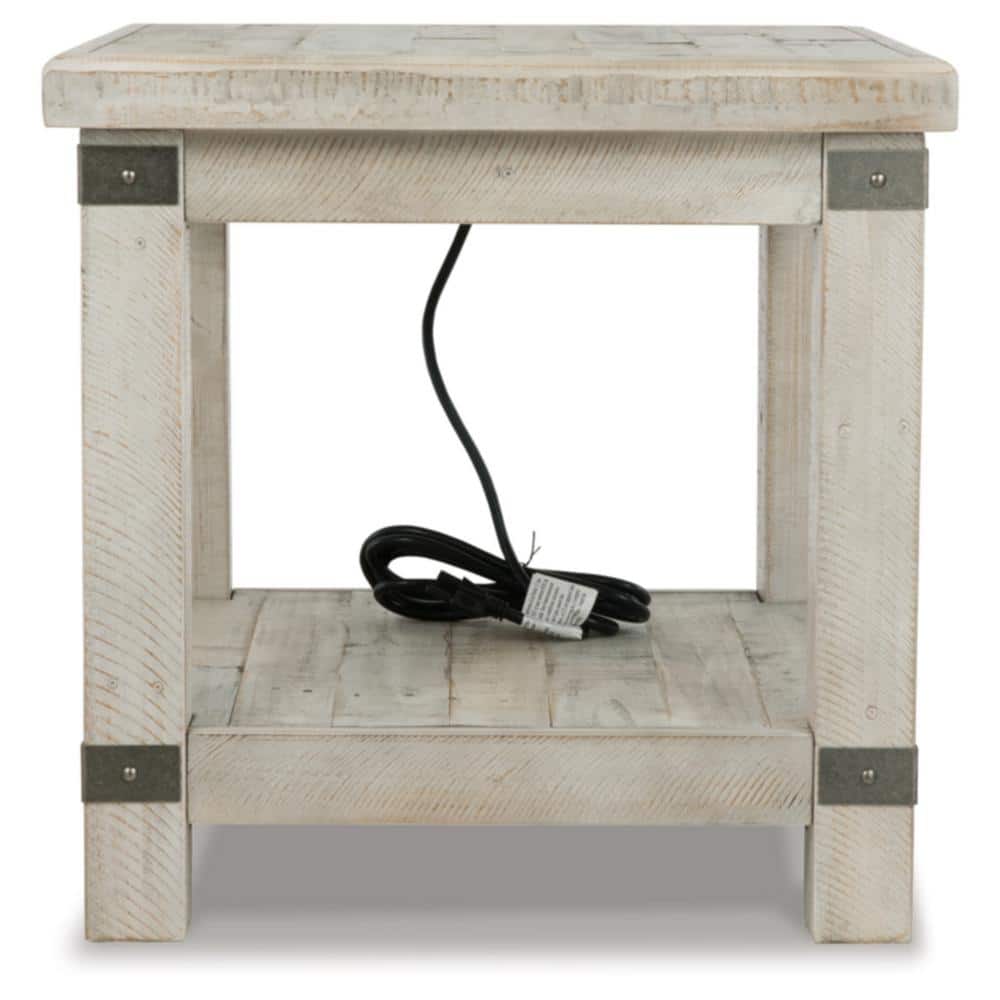 Contemporary Gray Rectangular End Table with Storage