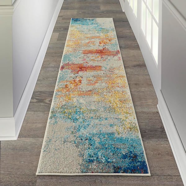 Celestial Sealife Multicolor 2 ft. x 6 ft. Abstract Modern Kitchen Runner Area Rug