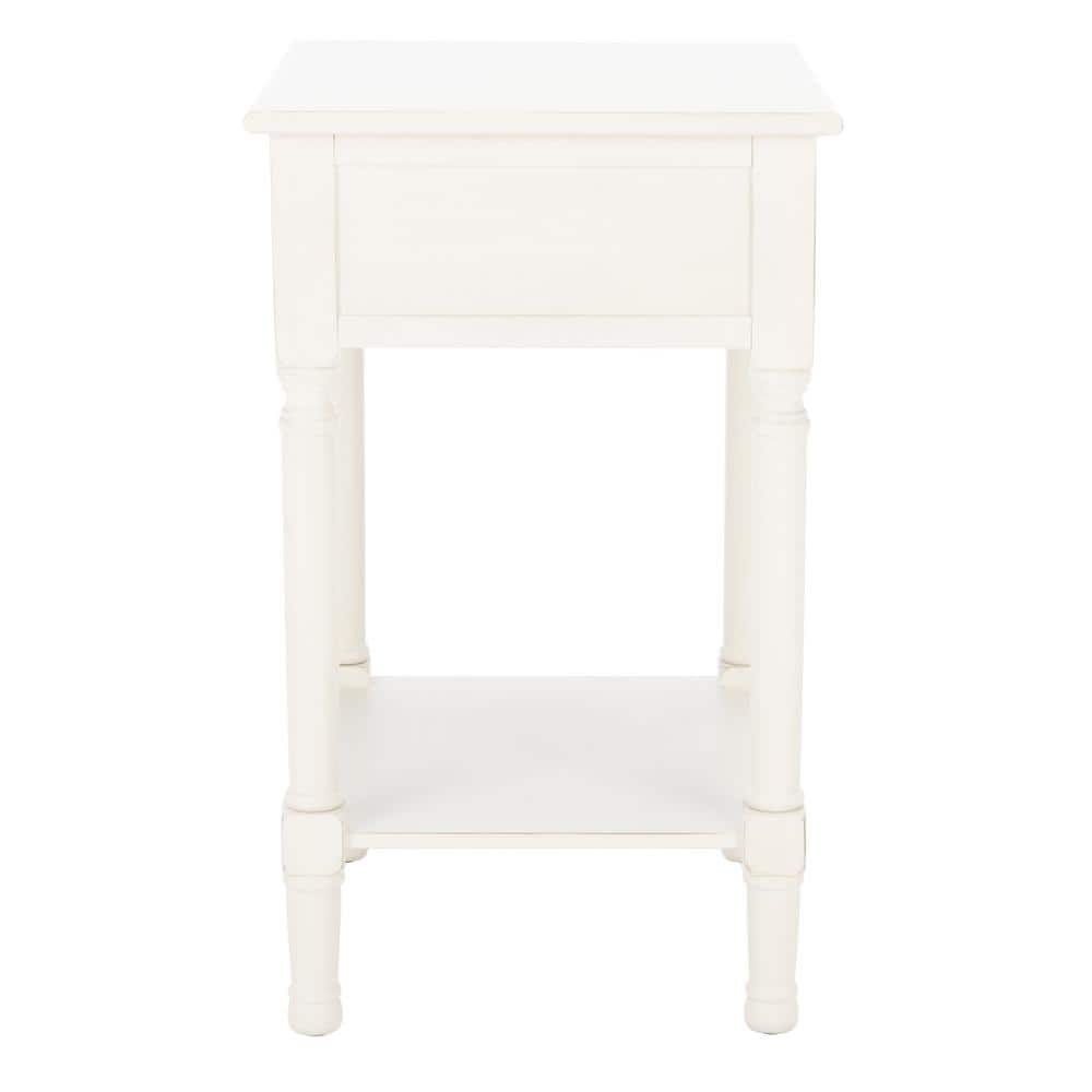 Landers Farmhouse Chic Distressed White 1-Drawer Accent Table
