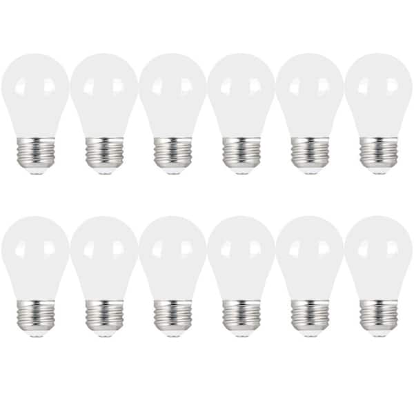 Feit Electric 60-Watt Equivalent A15 Dimmable Filament CEC 90+CRI White Glass LED Ceiling Fan Light Bulb Soft White 2700K (12-Pack)