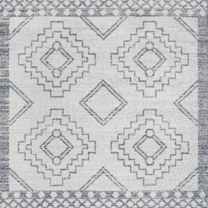 Amir Moroccan Beni Souk Cream/Gray 3' Square Area Rug