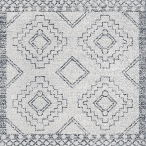 Amir Moroccan Beni Souk Cream/Gray 4 ft. x 4 ft. Square Area Rug