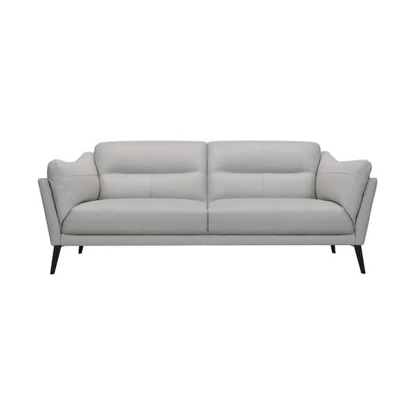 Armen Living Franz 87 in. Modern Dove Gray Leather Sofa