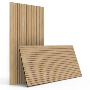 Natural Oak 2/5 in. x 1.96 ft. x 3.93 ft. Wood Slat Acoustic Panels 3D Decorative Wall Paneling (31 sq. ft./Case)