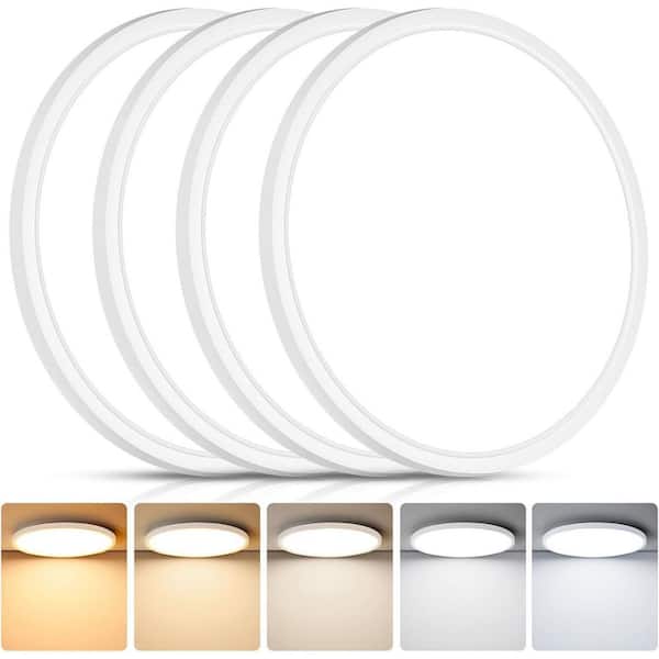 12 in. Ultra Thin 3600 Lumens (3000K to 6500K) 5CCT Selectable White Integrated LED Flush Mount Ceiling Lights (4-Pack)