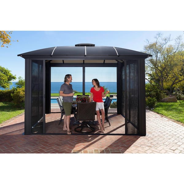 Paragon Outdoor Siena 12 ft. x 14 ft. Hard Top Gazebo with Sliding Screen