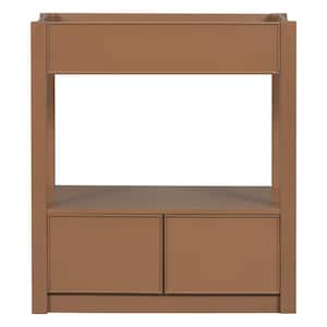29.4 in. W x 17.9 in. D x 33 in. H Soild Wood Frame Bath Vanity Cabinet without Top with 2-Drawers, Open Shelf in Brown