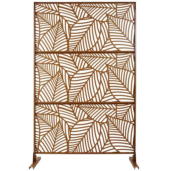 76" H x 48" W Brown Steel Privacy Fence Screen for Garden Fence