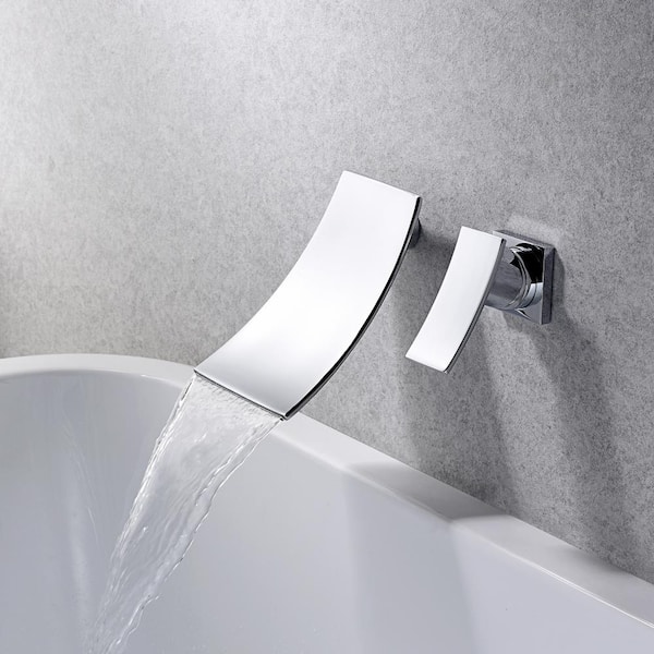 Chrome Single Handle Wall outlets Mounted Roman Tub Faucet