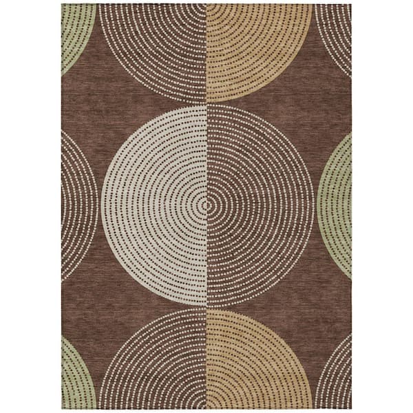 Chantille Machine Washable Indoor/Outdoor Abstract ACN2281 Chocolate 10 ft. x 14 ft. Area Rug