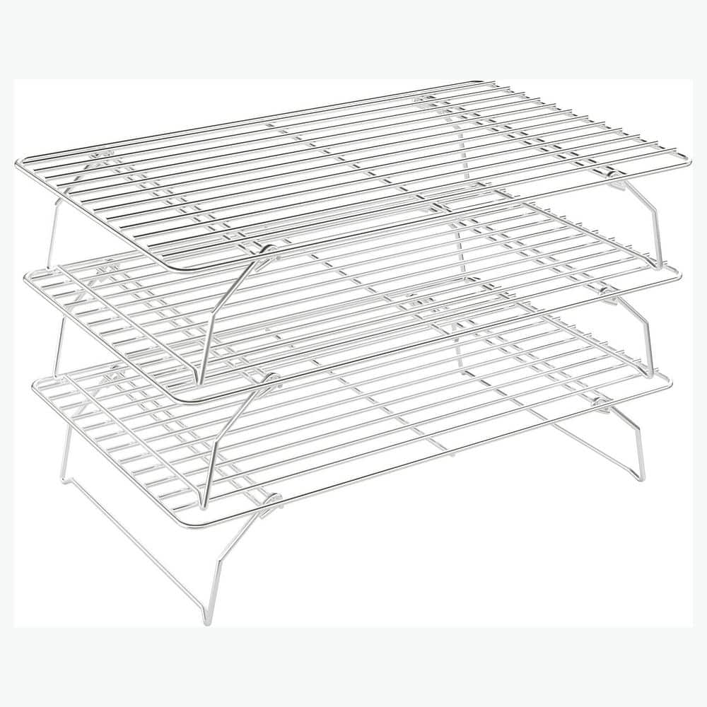 Stackable Stainless Steel Silver Cooling Rack for Cookies, Pizza, Cake, Heavy Duty Baking Rack, Oven Safe, 3-Pack price history on PriceWatchPro