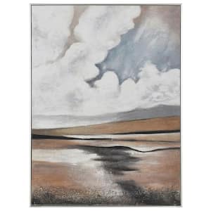 Textured Sky - Hand Painted Landscape Wall Art - Silver Frame Framed Nature Art Print 48 in. x 36 in.